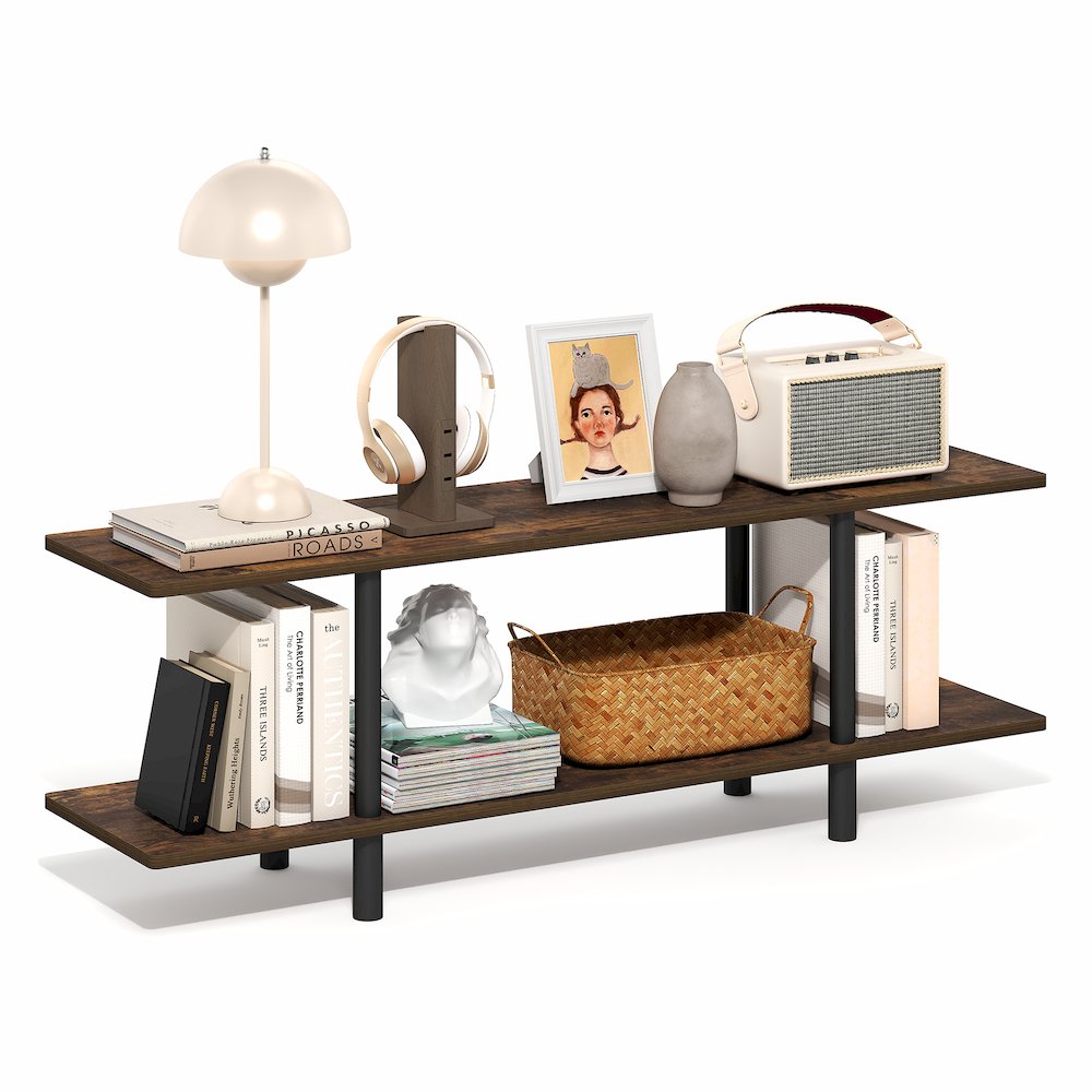 TURN-N-TUBE Storage Shelves, 2-Tier 47.2 Wide Book Shelf, Accent Display Shelf. Picture 2
