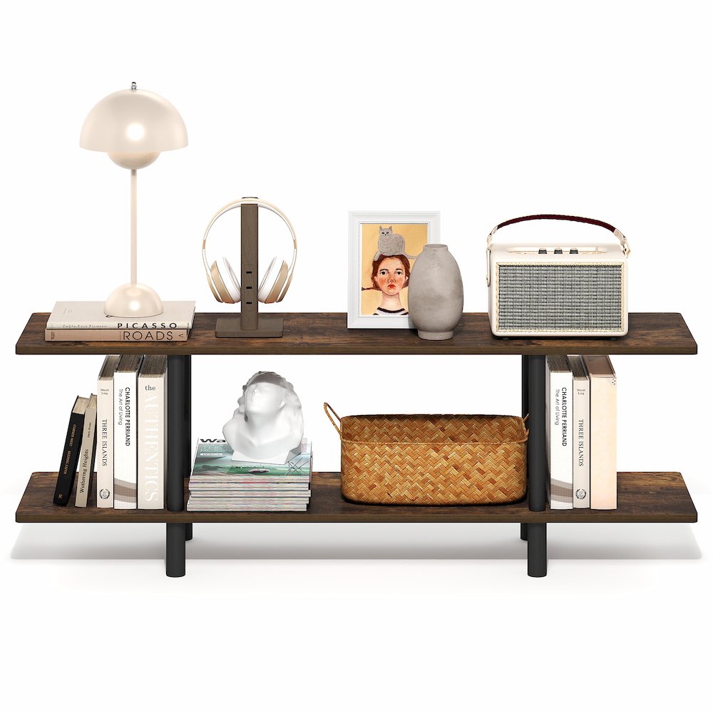 TURN-N-TUBE Storage Shelves, 2-Tier 47.2 Wide Book Shelf, Accent Display Shelf. Picture 5