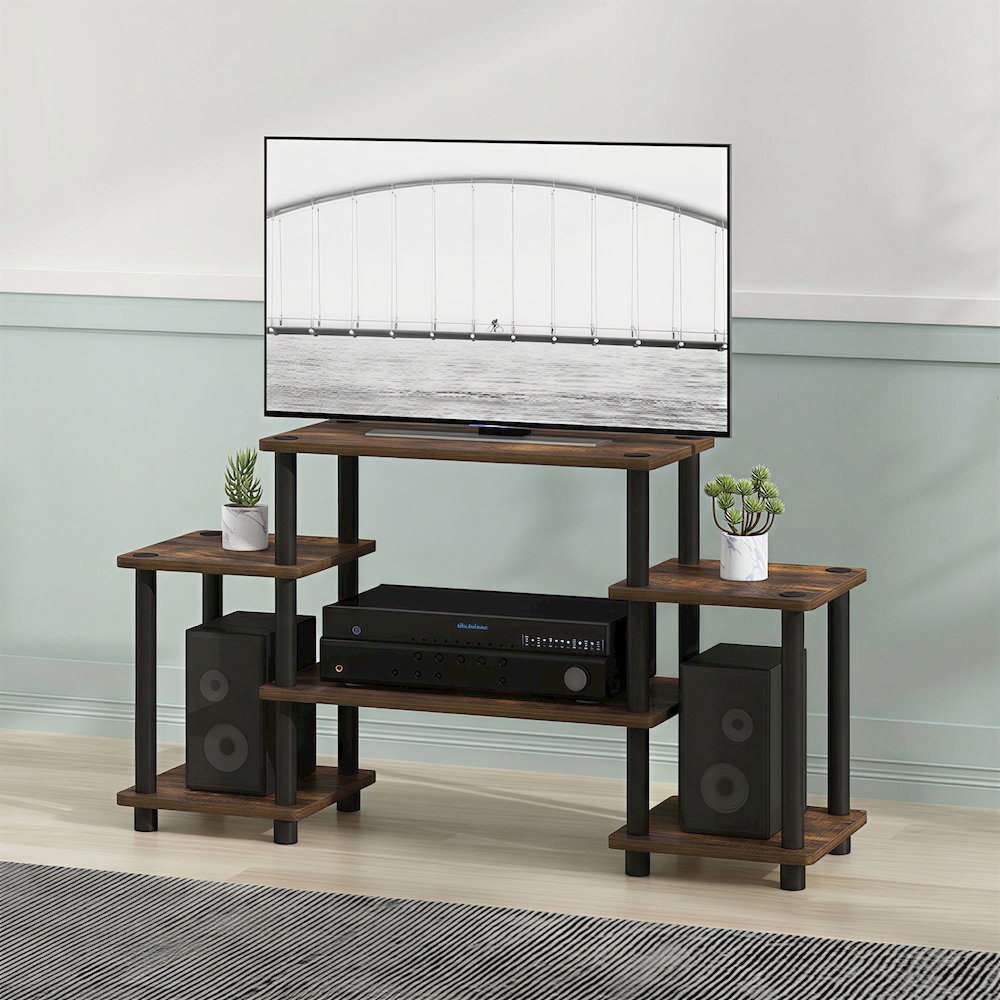 TURN-N-TUBE TV Stand, 6-Shelf Entertainment Center with Open Shelves, Open Back. Picture 2