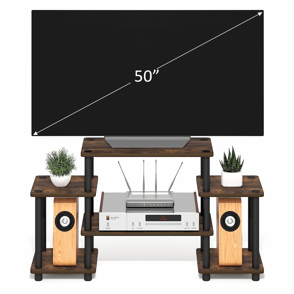 TURN-N-TUBE TV Stand, 6-Shelf Entertainment Center with Open Shelves, Open Back. Picture 6