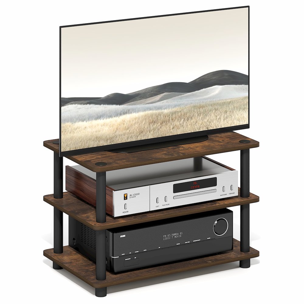 TURN-N-TUBE TV Stand, 3-Tier Corner Entertainment Center with Open Shelves. Picture 4
