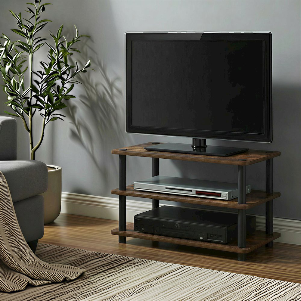 TURN-N-TUBE TV Stand, 3-Tier Corner Entertainment Center with Open Shelves. Picture 2