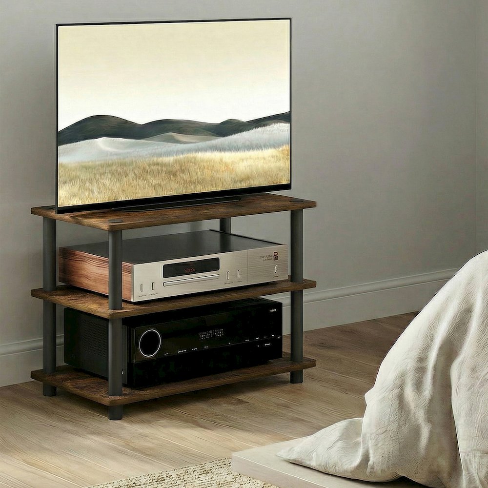 TURN-N-TUBE TV Stand, 3-Tier Corner Entertainment Center with Open Shelves. Picture 5