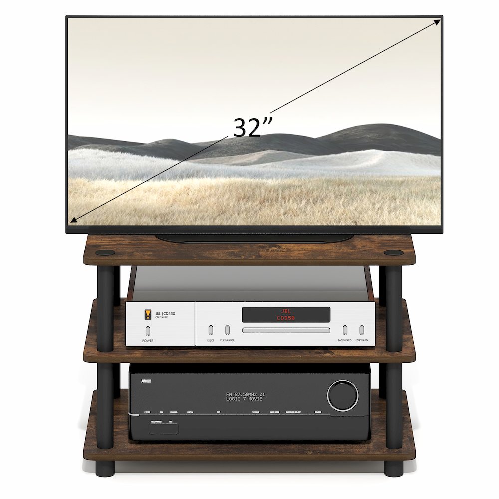 TURN-N-TUBE TV Stand, 3-Tier Corner Entertainment Center with Open Shelves. Picture 6