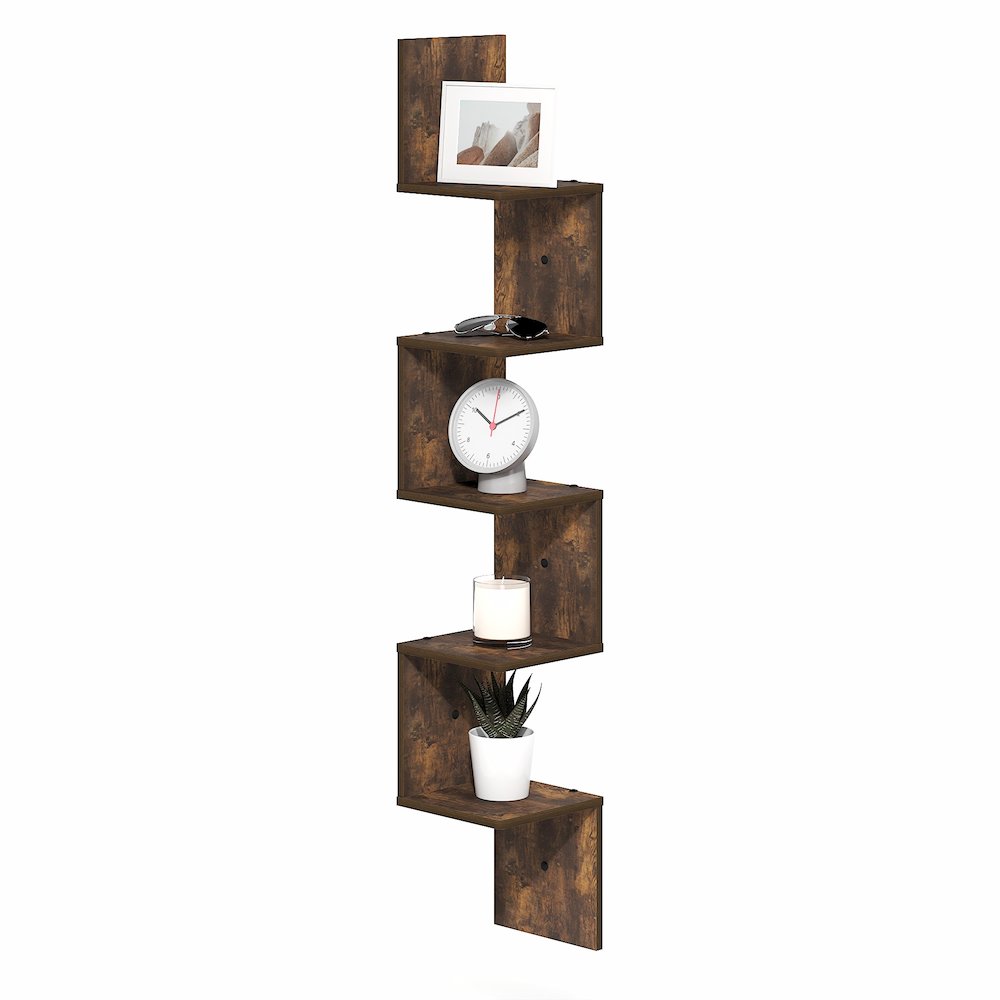 ROSSI Corner Floating Shelves for Wall, 5-Tier Corner Square Wall Shelf. Picture 5