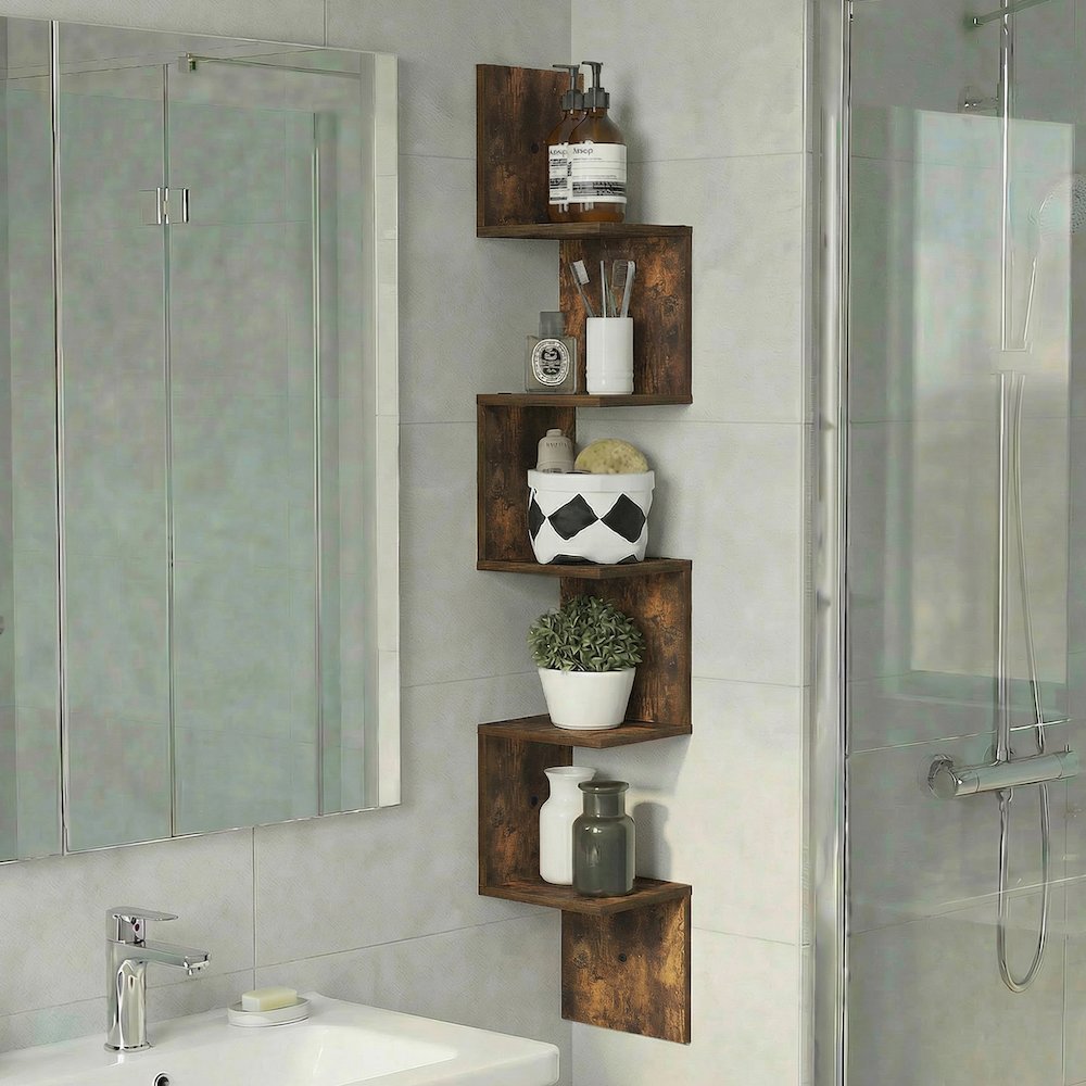 ROSSI Corner Floating Shelves for Wall, 5-Tier Corner Square Wall Shelf. Picture 2