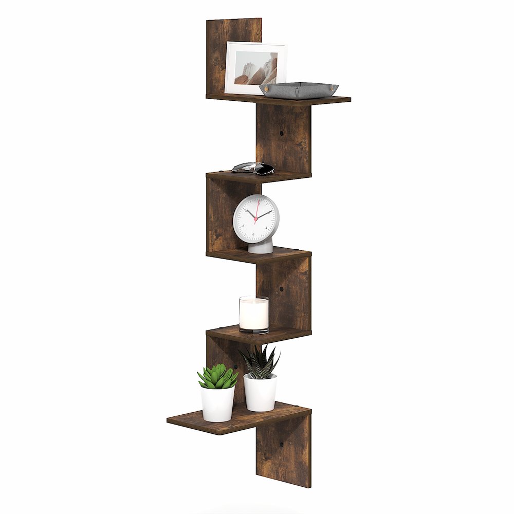 ROSSI Corner Floating Shelves for Wall, 5-Tier Corner Rectangular Wall Shelf. Picture 5