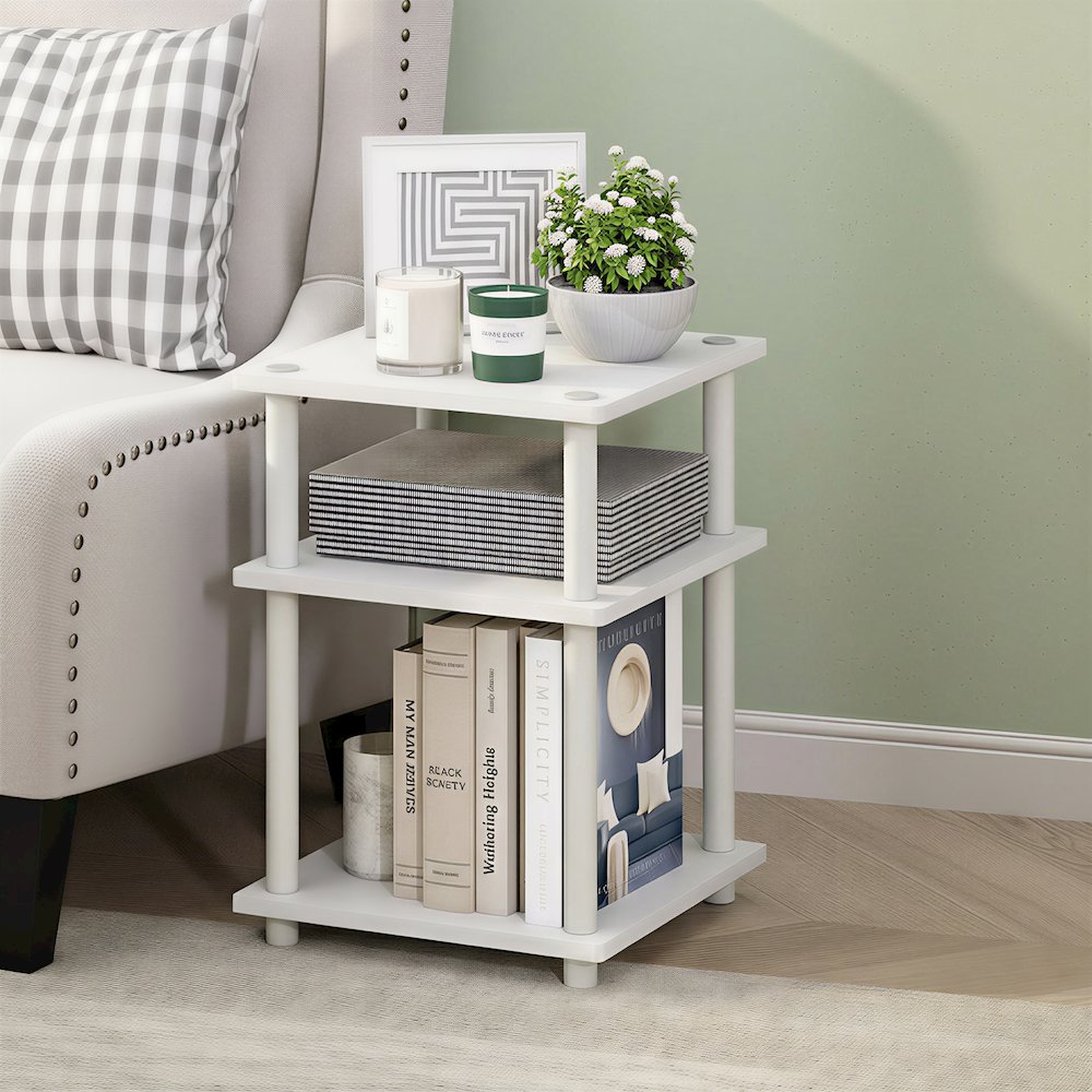 TURN-N-TUBE Side Table, 3-Tier Square Modern End Table, Night Stand. Picture 2