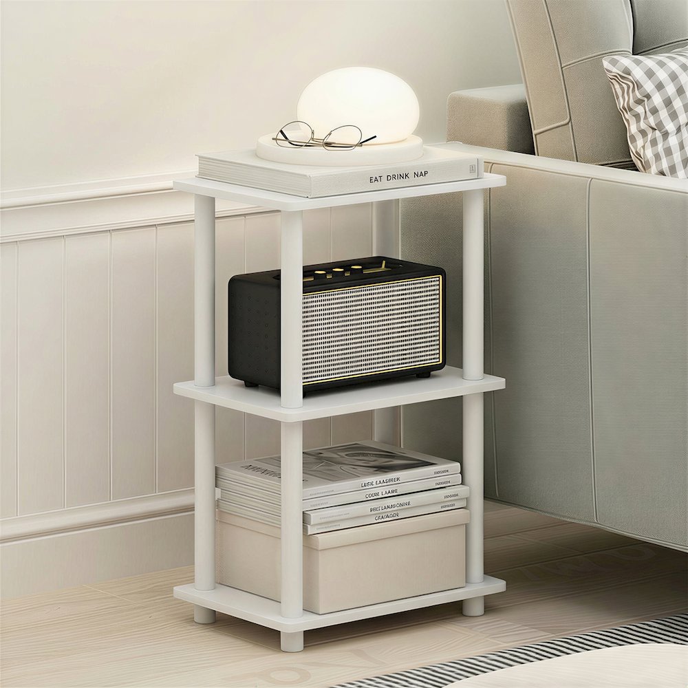 TURN-N-TUBE Storage Shelves, 3-Tier Open Frame Book Shelf, Standing Corner Shelf. Picture 2