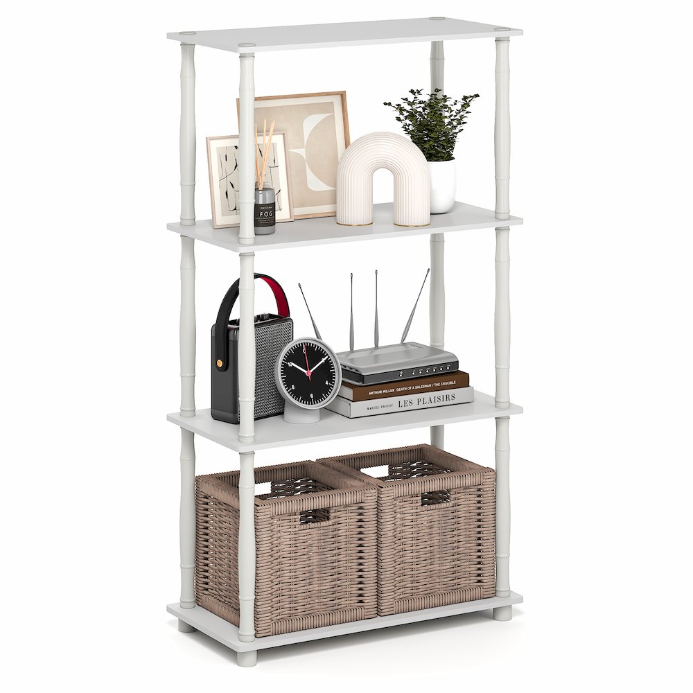 TURN-N-TUBE Storage Shelves, 4-Tier Open Frame Book Shelf, Standing Corner Shelf. Picture 4