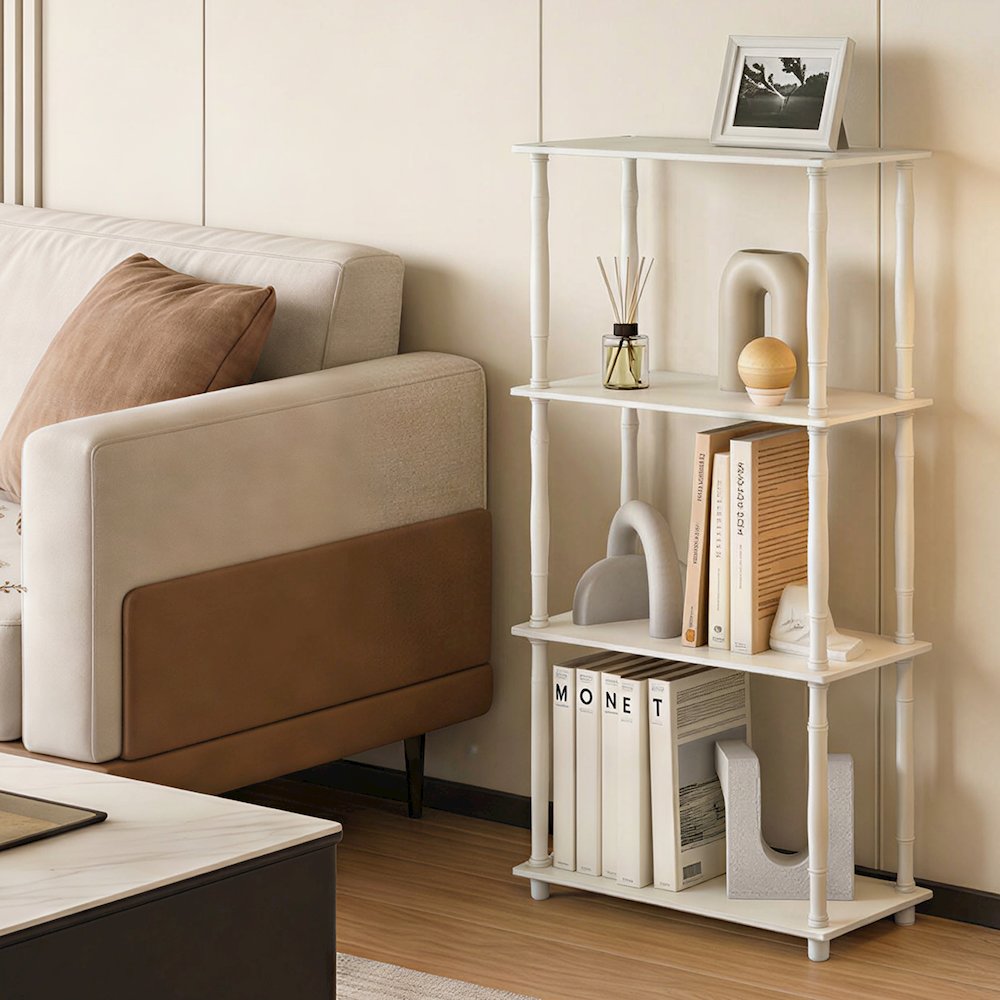 TURN-N-TUBE Storage Shelves, 4-Tier Open Frame Book Shelf, Standing Corner Shelf. Picture 2