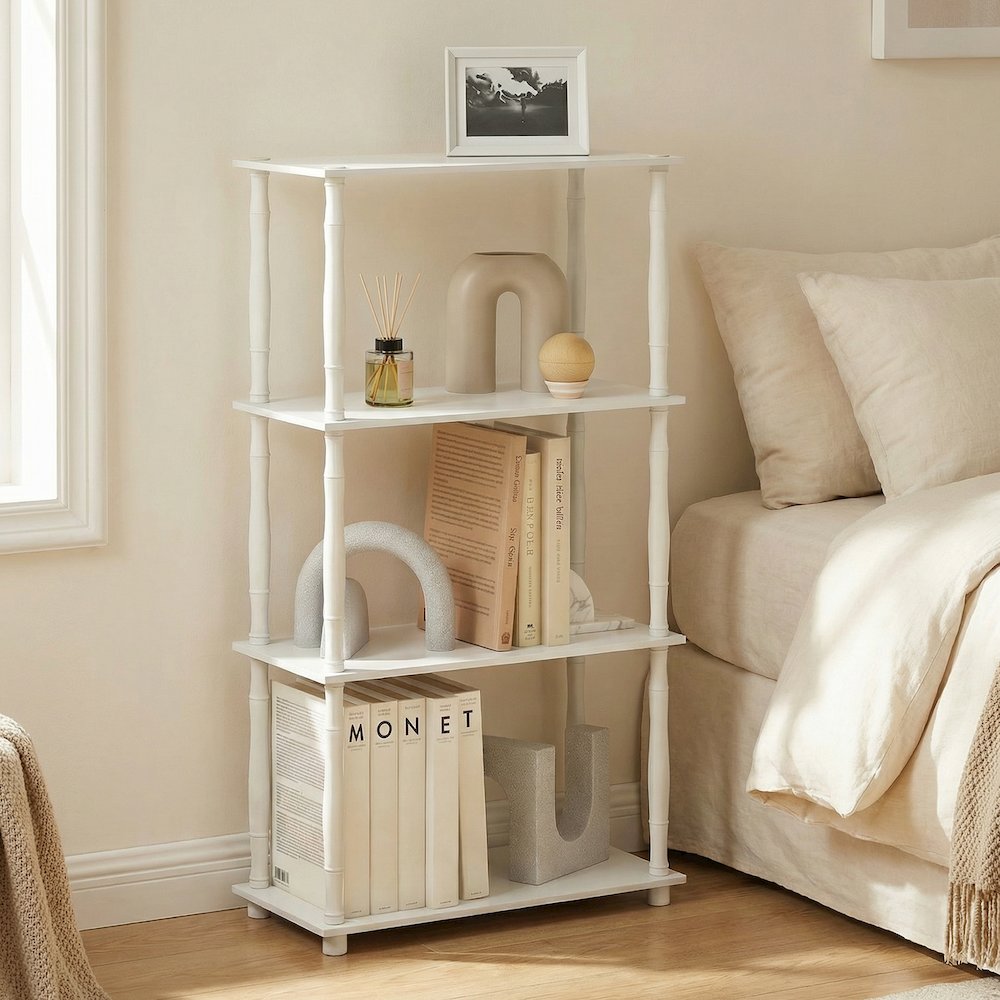 TURN-N-TUBE Storage Shelves, 4-Tier Open Frame Book Shelf, Standing Corner Shelf. Picture 5