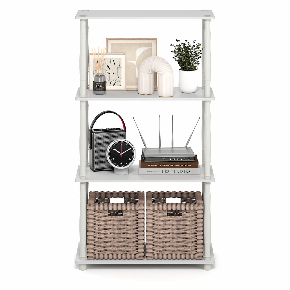 TURN-N-TUBE Storage Shelves, 4-Tier Open Frame Book Shelf, Standing Corner Shelf. Picture 6