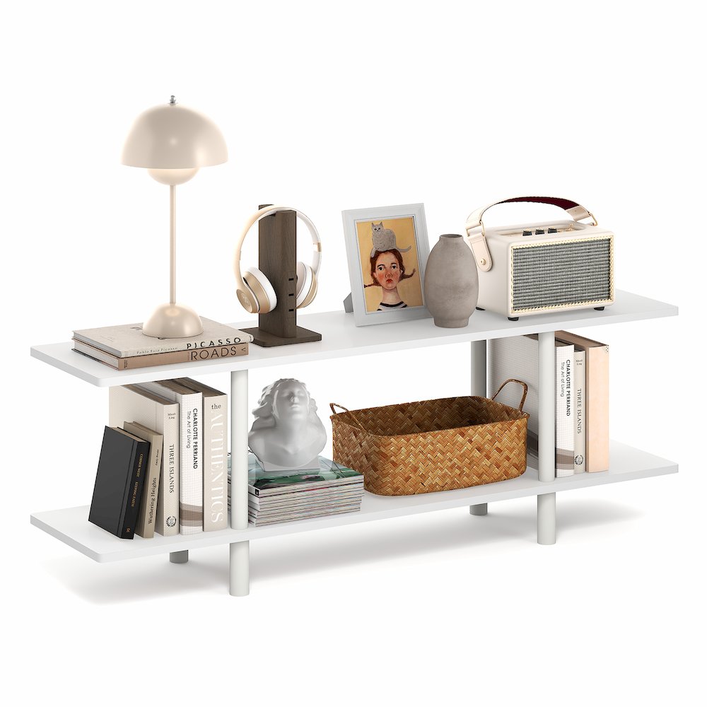 TURN-N-TUBE Storage Shelves, 2-Tier 47.2 Wide Book Shelf, Accent Display Shelf. Picture 2