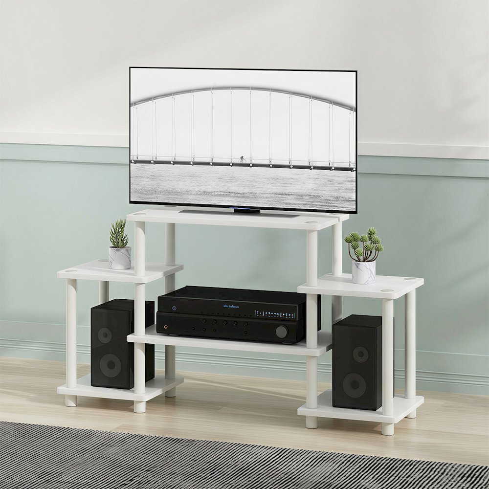 TURN-N-TUBE TV Stand, 6-Shelf Entertainment Center with Open Shelves, Open Back. Picture 2