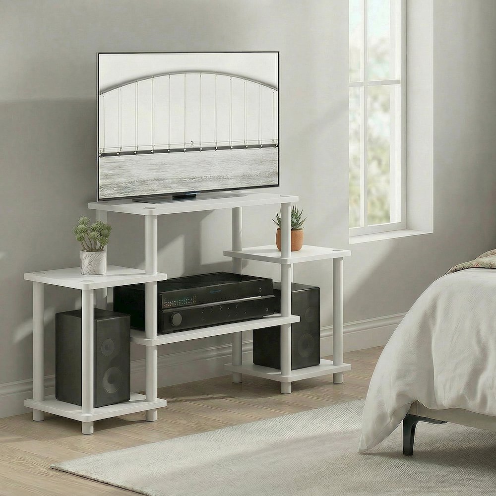 TURN-N-TUBE TV Stand, 6-Shelf Entertainment Center with Open Shelves, Open Back. Picture 5
