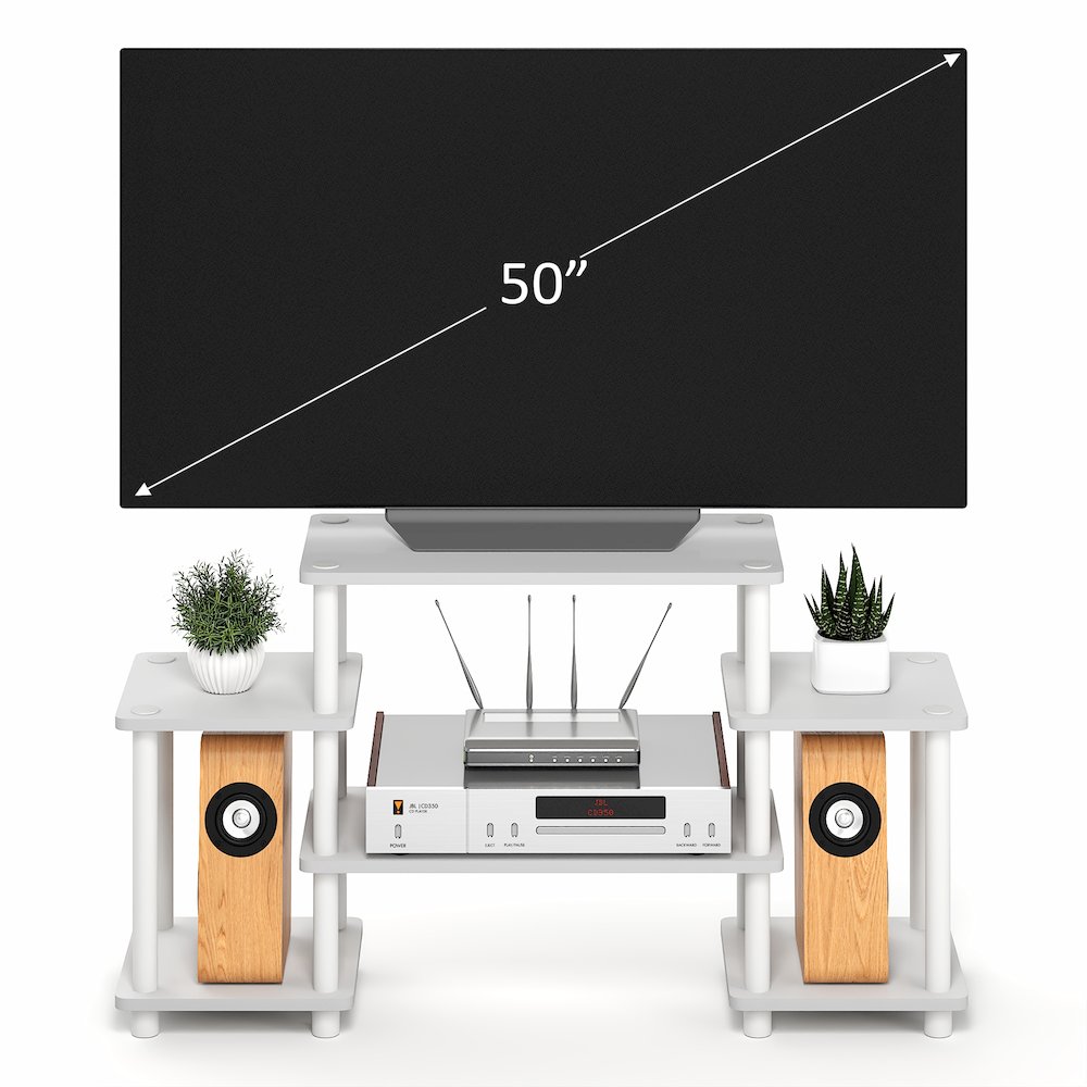 TURN-N-TUBE TV Stand, 6-Shelf Entertainment Center with Open Shelves, Open Back. Picture 6