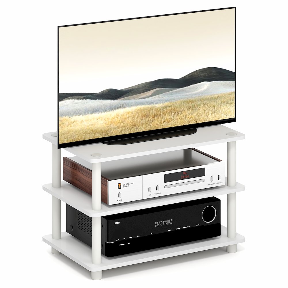 TURN-N-TUBE TV Stand, 3-Tier Corner Entertainment Center with Open Shelves. Picture 4