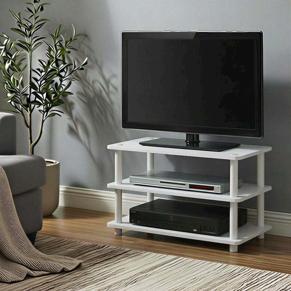 TURN-N-TUBE TV Stand, 3-Tier Corner Entertainment Center with Open Shelves. Picture 2