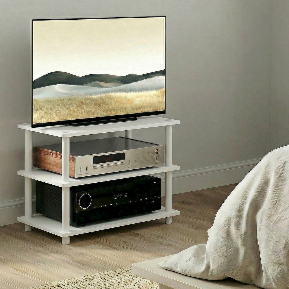 TURN-N-TUBE TV Stand, 3-Tier Corner Entertainment Center with Open Shelves. Picture 5