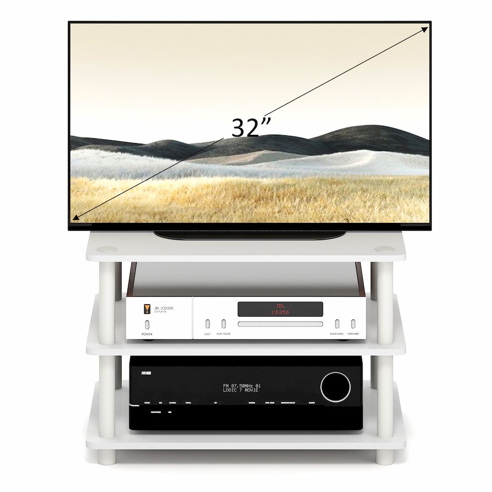 TURN-N-TUBE TV Stand, 3-Tier Corner Entertainment Center with Open Shelves. Picture 6