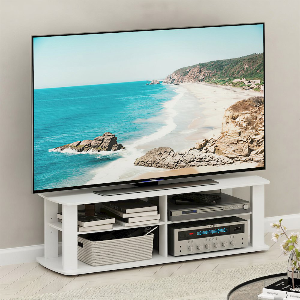 NELLY TV Stand with Open Shelves Storage, TV Console for TV up to 50 Inch. Picture 3