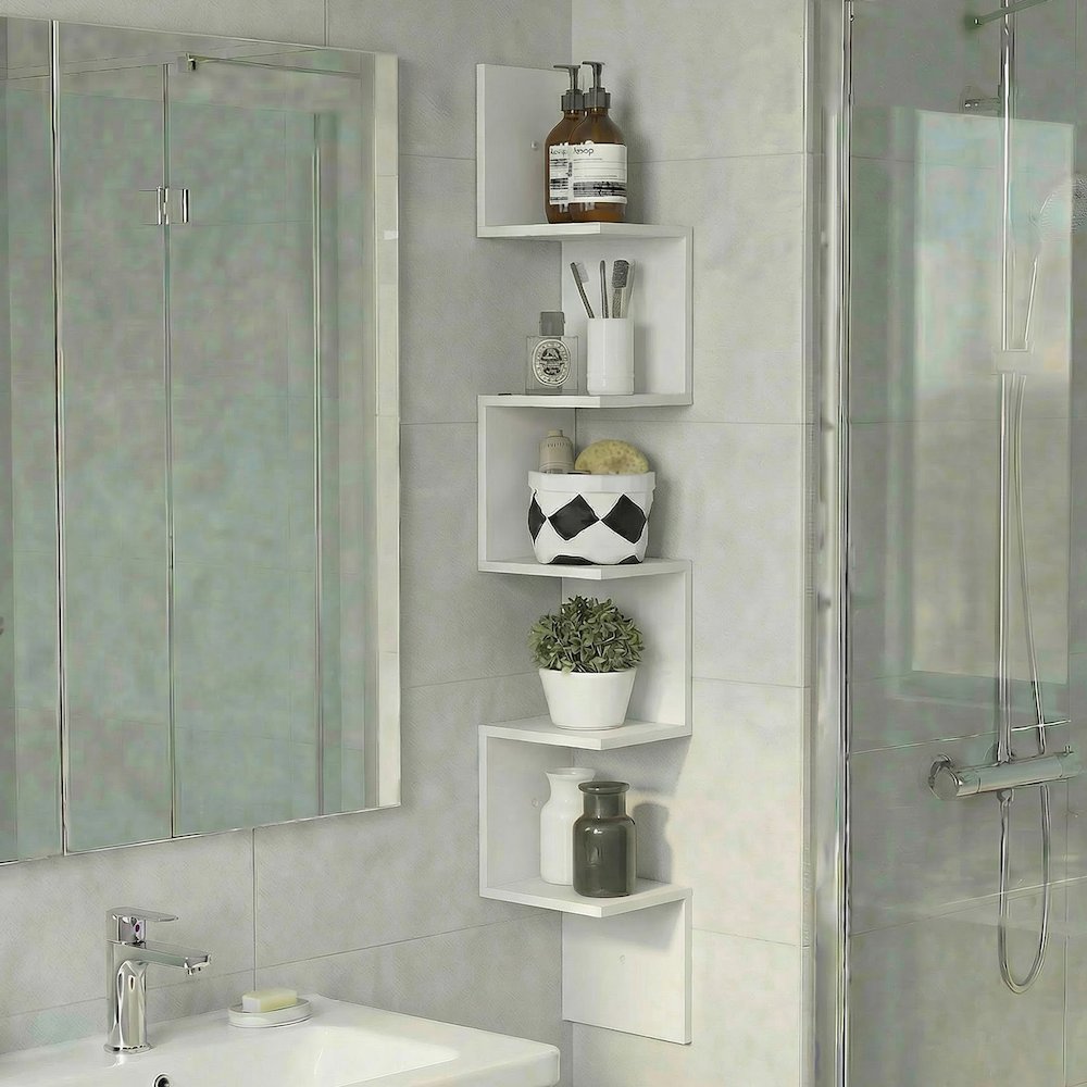 ROSSI Corner Floating Shelves for Wall, 5-Tier Corner Square Wall Shelf. Picture 2