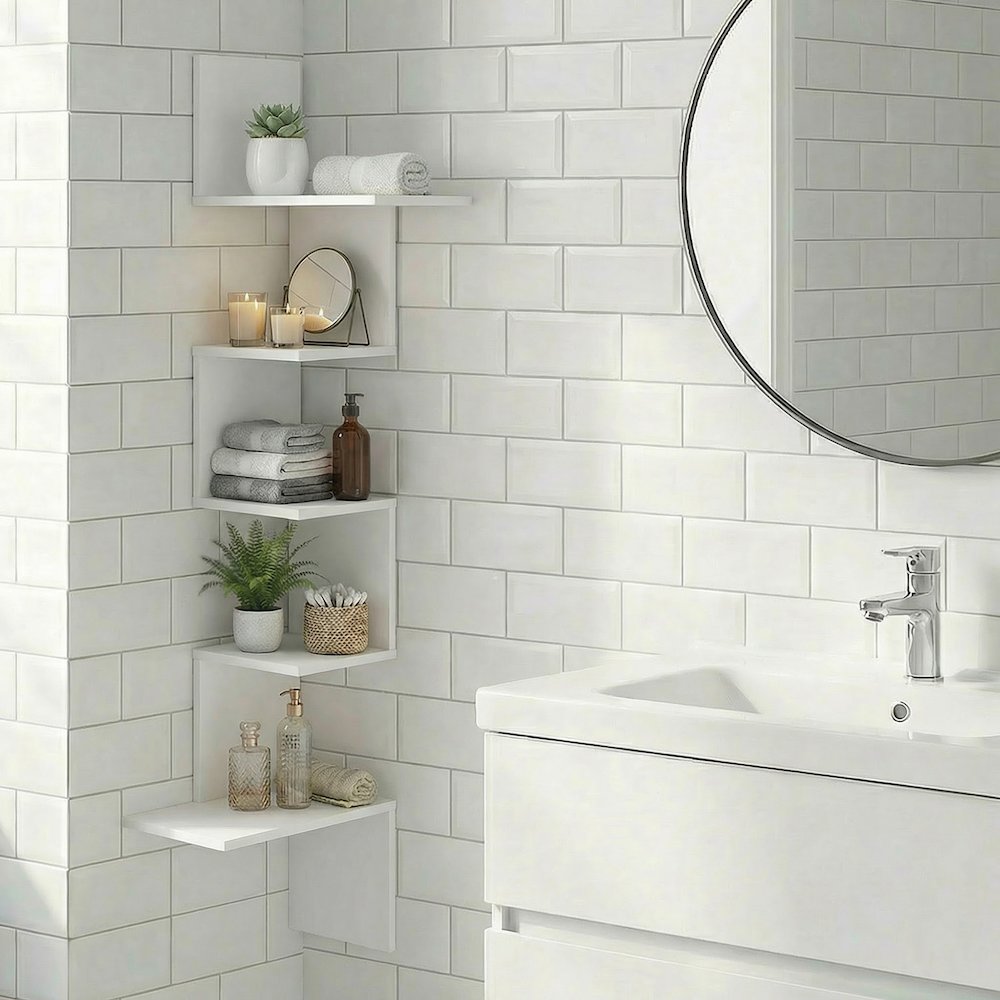 ROSSI Corner Floating Shelves for Wall, 5-Tier Corner Rectangular Wall Shelf. Picture 2