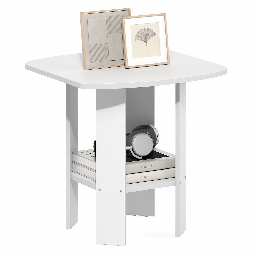 SIMPLE DESIGN Side Table, 2-Tier Square Modern End Table, Bedside Table. Picture 4