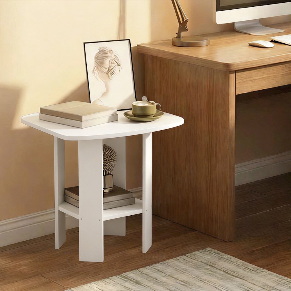 SIMPLE DESIGN Side Table, 2-Tier Square Modern End Table, Bedside Table. Picture 5