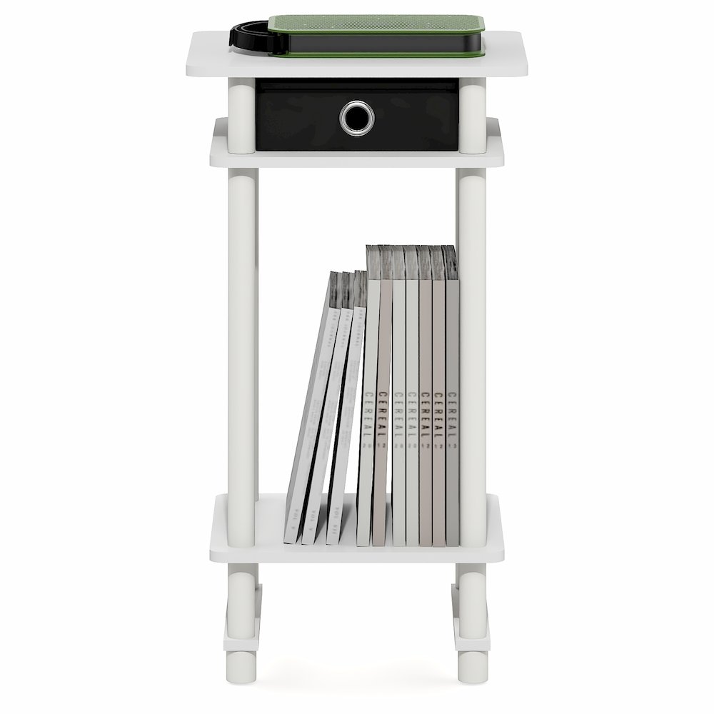 TURN-N-TUBE Side Table, 3-Tier Tall Narrow Modern End Table with Storage Bin. Picture 6