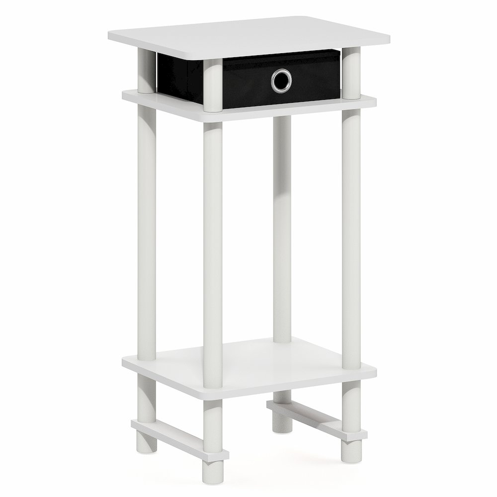 TURN-N-TUBE Side Table, 3-Tier Tall Narrow Modern End Table with Storage Bin. Picture 1