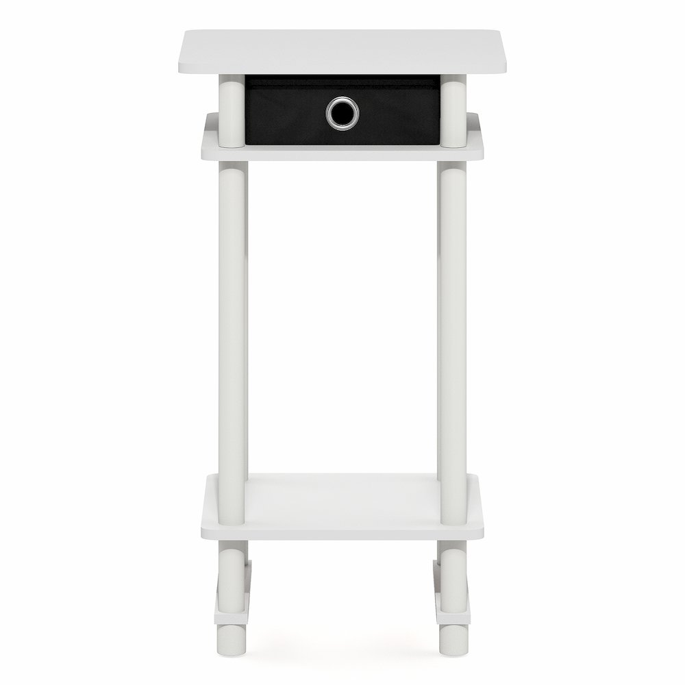 TURN-N-TUBE Side Table, 3-Tier Tall Narrow Modern End Table with Storage Bin. Picture 3