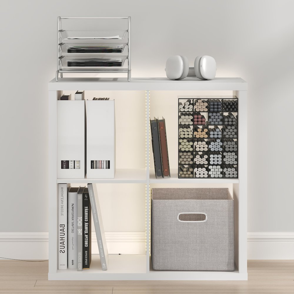 CUBICLE Book Shelf with LED Lights, 4-Cube LED, White. Picture 6