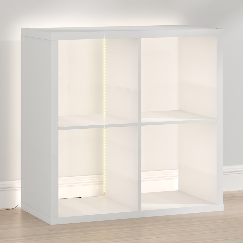 CUBICLE Book Shelf with LED Lights, 4-Cube LED, White. Picture 7