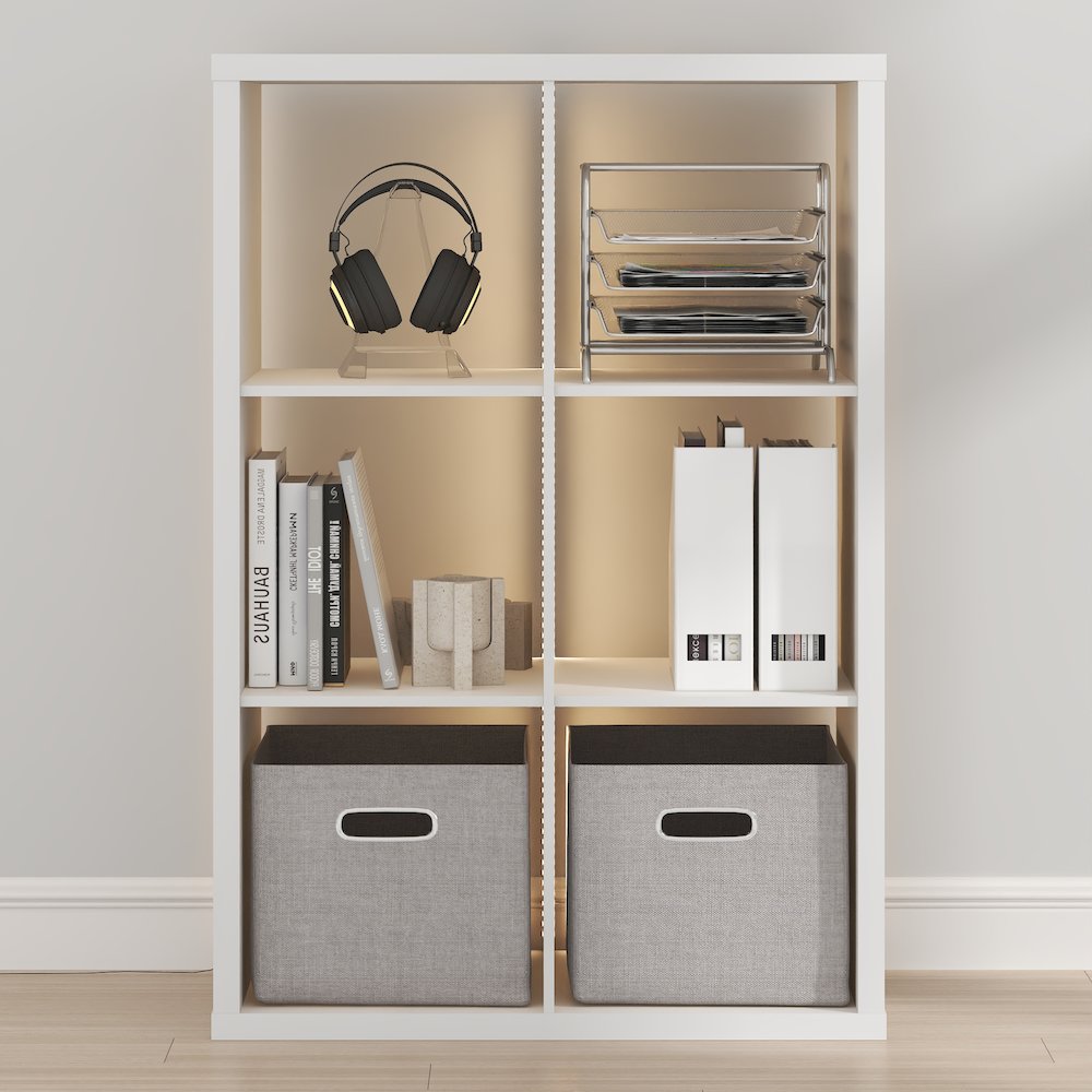 CUBICLE Book Shelf with LED Lights, 6-Cube LED, White. Picture 5