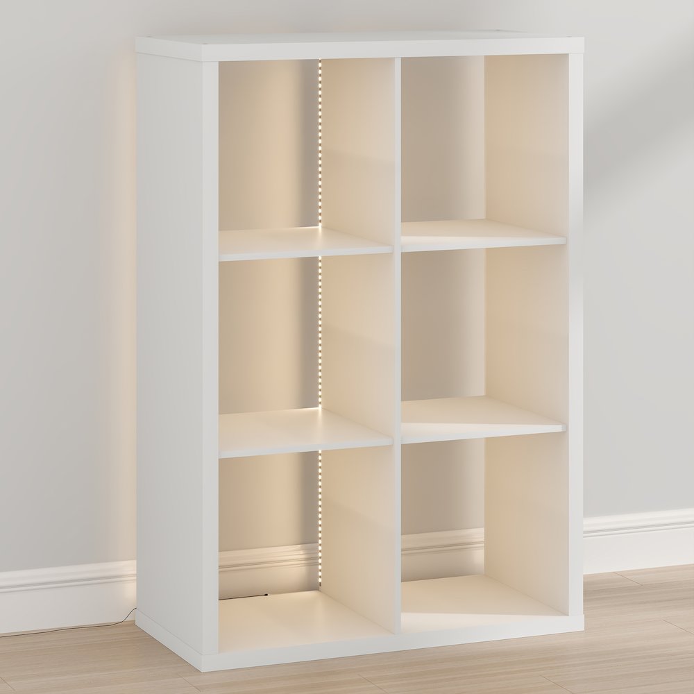 CUBICLE Book Shelf with LED Lights, 6-Cube LED, White. Picture 6