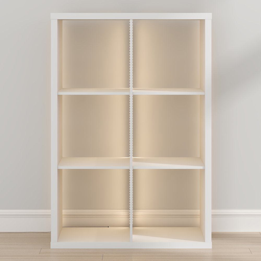 CUBICLE Book Shelf with LED Lights, 6-Cube LED, White. Picture 1