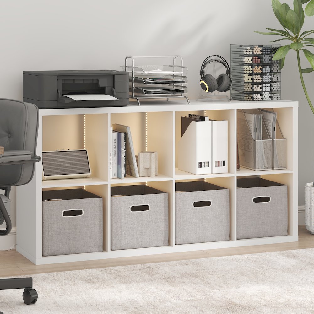 CUBICLE Book Shelf with LED Lights, 8-Cube LED, White. Picture 2