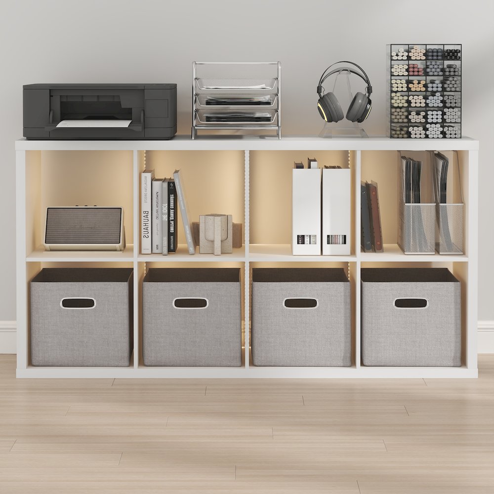 CUBICLE Book Shelf with LED Lights, 8-Cube LED, White. Picture 5
