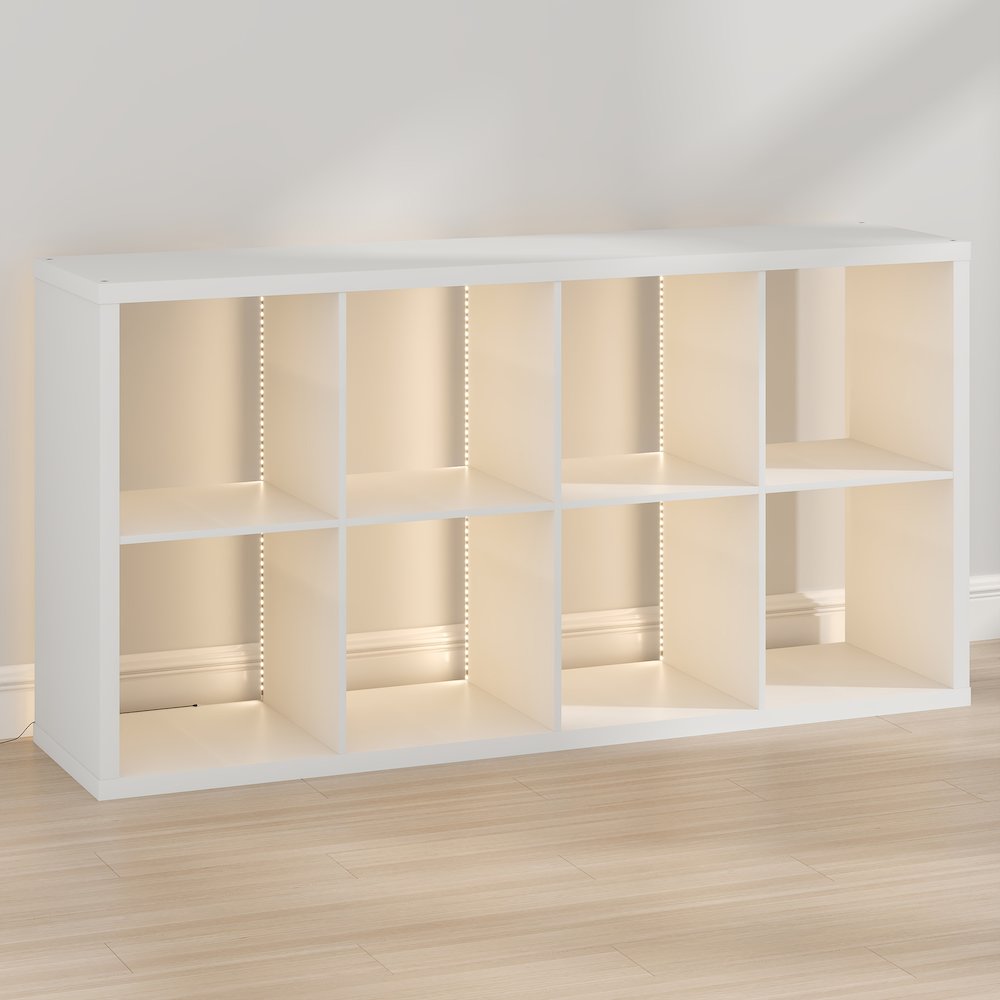 CUBICLE Book Shelf with LED Lights, 8-Cube LED, White. Picture 6