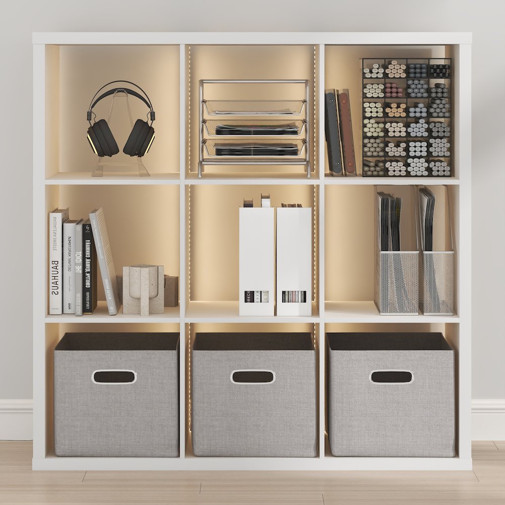 CUBICLE Book Shelf with LED Lights, 9-Cube LED, White. Picture 5