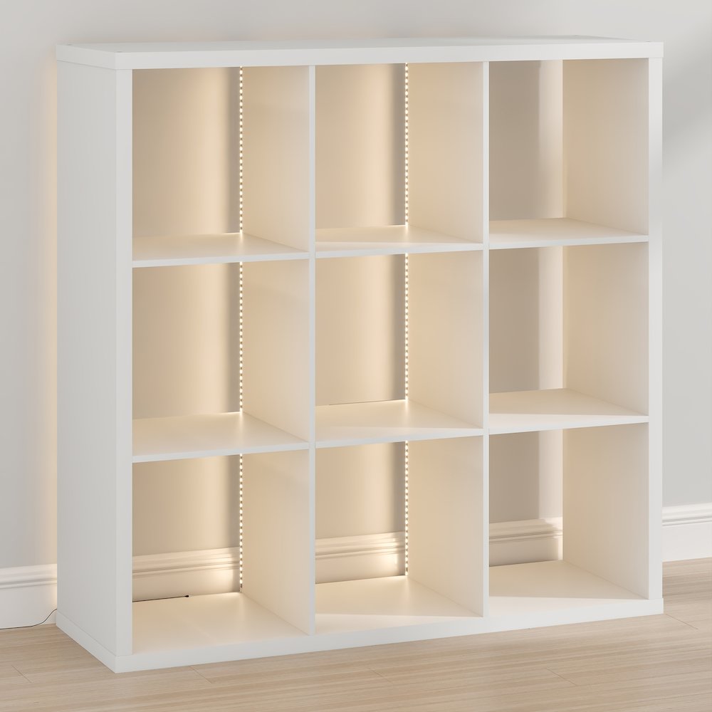 CUBICLE Book Shelf with LED Lights, 9-Cube LED, White. Picture 6