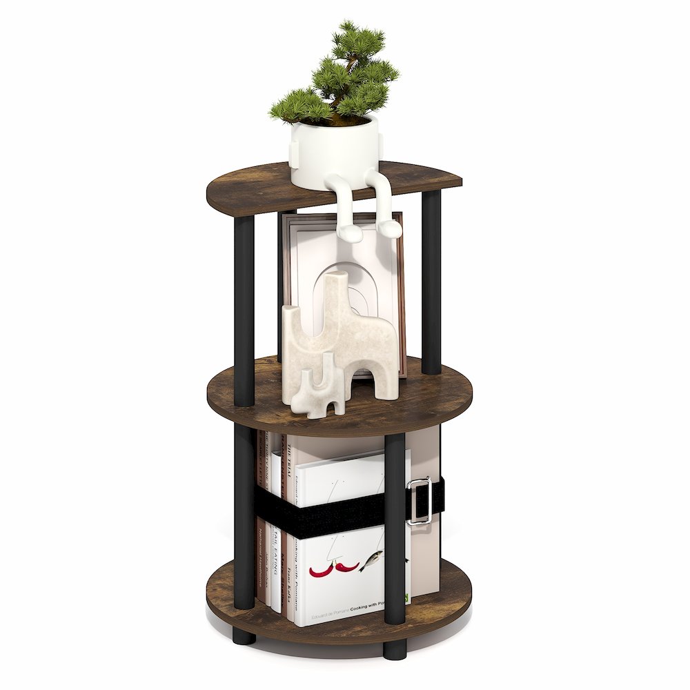 TURN-N-TUBE Side Table, 3-Tier Round Modern End Table, Bedside Table, Open Shelf. Picture 4