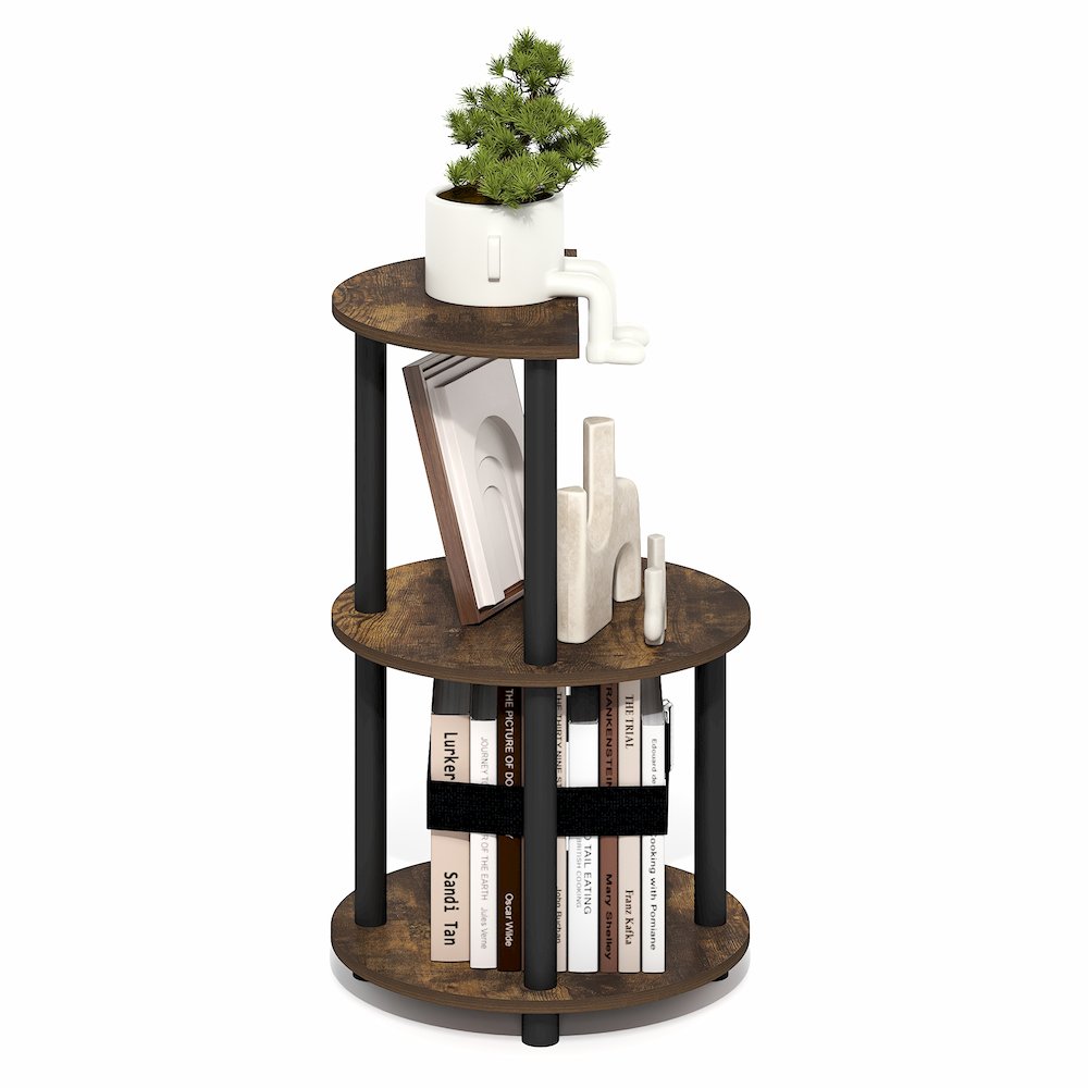 TURN-N-TUBE Side Table, 3-Tier Round Modern End Table, Bedside Table, Open Shelf. Picture 6