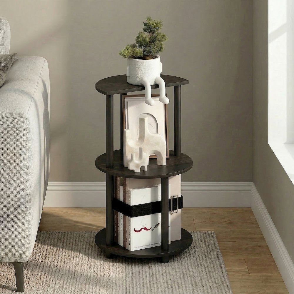 TURN-N-TUBE Side Table, 3-Tier Round Modern End Table, Bedside Table, Open Shelf. Picture 2