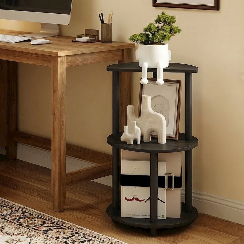 TURN-N-TUBE Side Table, 3-Tier Round Modern End Table, Bedside Table, Open Shelf. Picture 5
