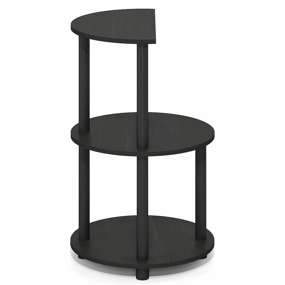 TURN-N-TUBE Night Stand, 3-Tier Round, End Table, Espresso. Picture 3
