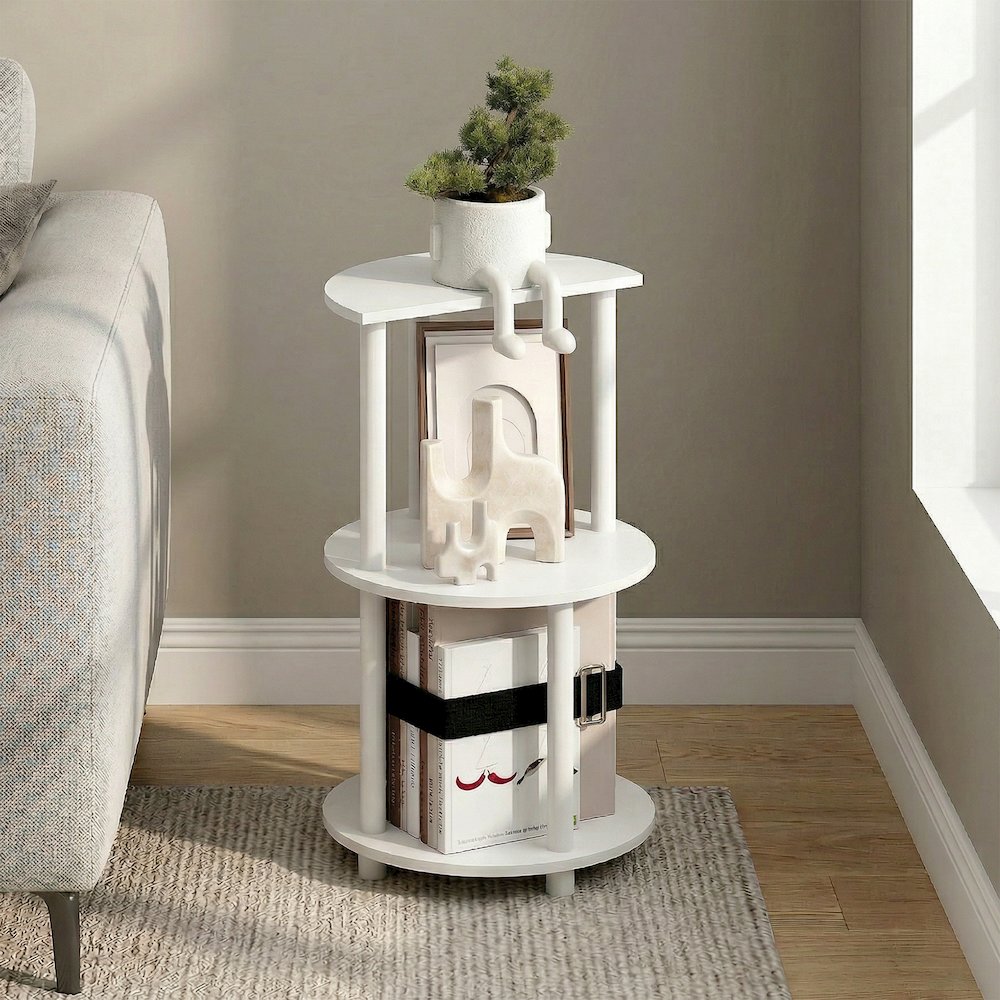 TURN-N-TUBE Side Table, 3-Tier Round Modern End Table, Bedside Table, Open Shelf. Picture 2