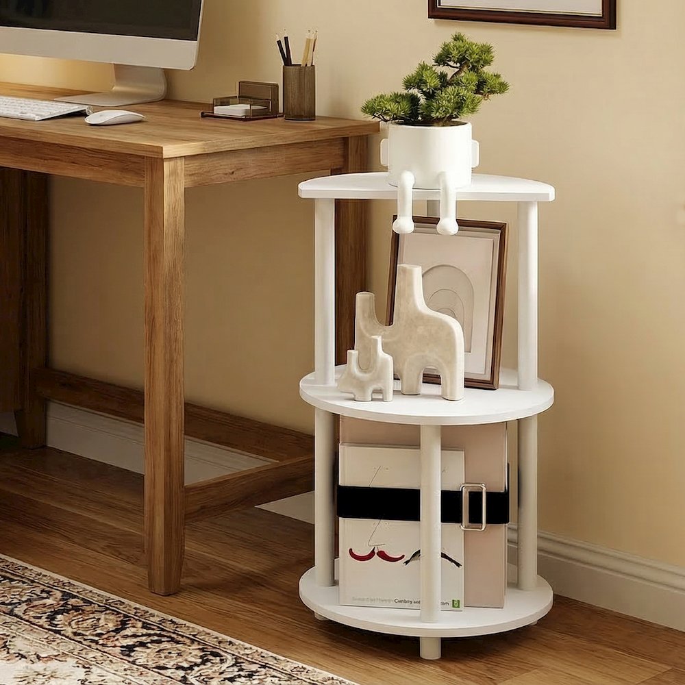 TURN-N-TUBE Side Table, 3-Tier Round Modern End Table, Bedside Table, Open Shelf. Picture 5